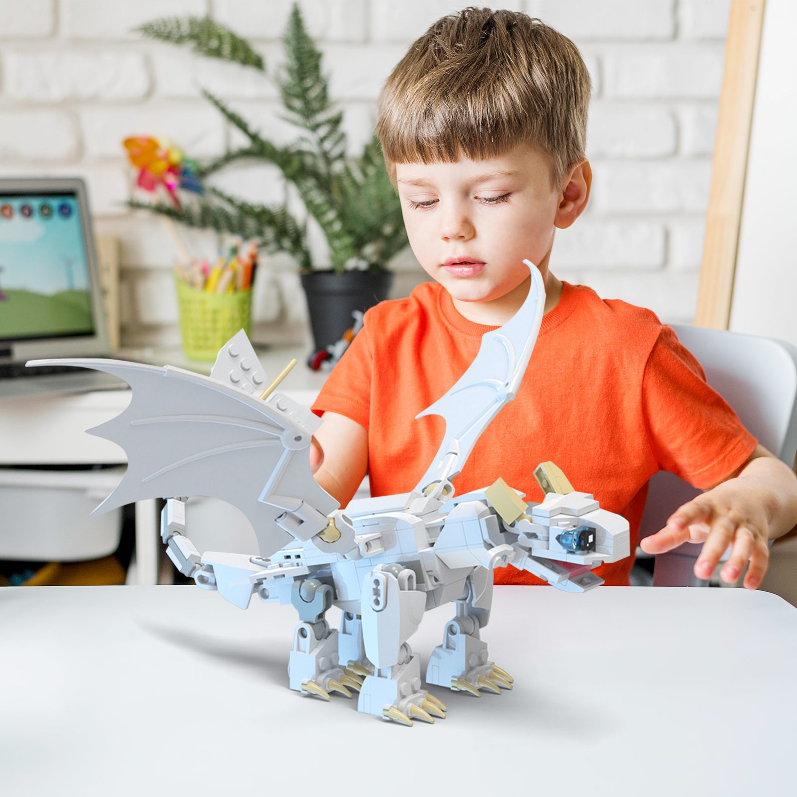 CiDai How to Train Your Dragon - Light Fury Building Block Set, Animal Dragon Figure Model Toys, Collectible Building Bricks Birthday Gift for Kids - 213Pcs